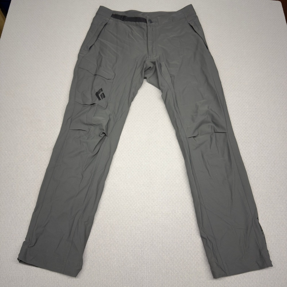 Black Diamond Pants Mens M Grey BDV Schoeller Belted Cargo Hiking Stretch Ski